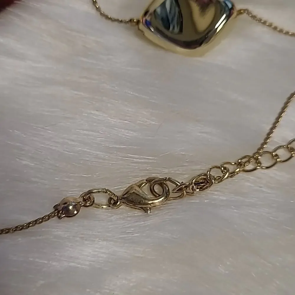 Dressbarn Necklace & Earring Set Brown & Gold Tone Long Faux Crystal Beads